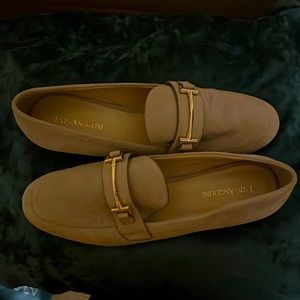 Enzo Angiolini Suede loafer with gold accent